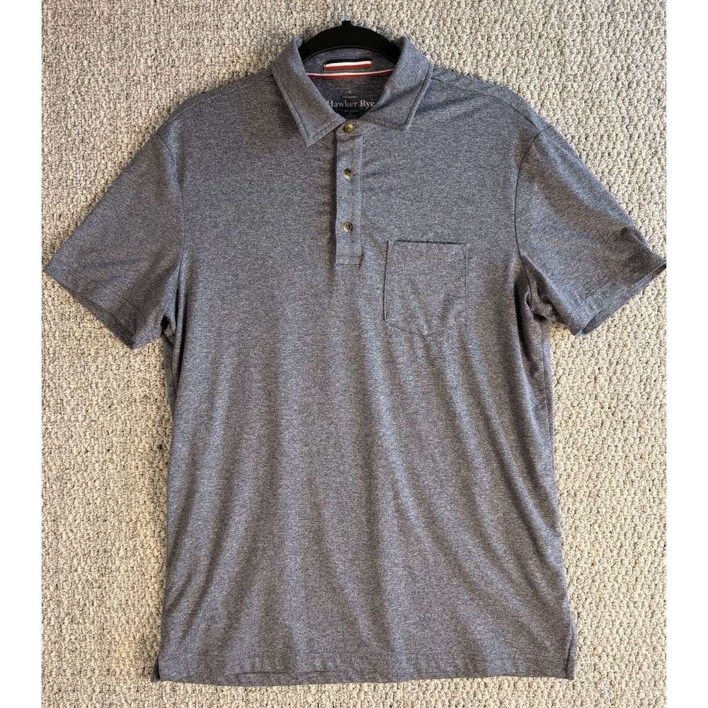 Hawker Rye Polo Shirt Mens S Gray Performance Stretch Pocket Golf Preppy